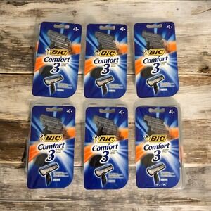 BIC Comfort 3 Razors Triple‎ Blade Razors for Men 4 Razors / Lot Of 6 Packages